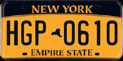 NY license plate HGP0610