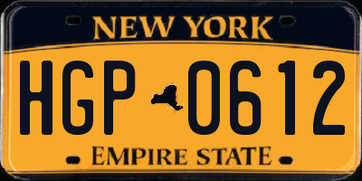 NY license plate HGP0612