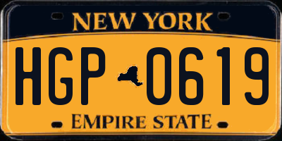 NY license plate HGP0619