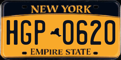 NY license plate HGP0620