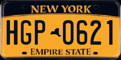 NY license plate HGP0621