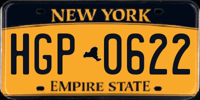 NY license plate HGP0622