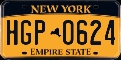 NY license plate HGP0624