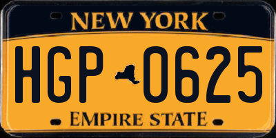 NY license plate HGP0625