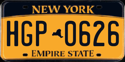 NY license plate HGP0626