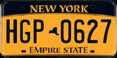 NY license plate HGP0627