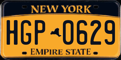 NY license plate HGP0629