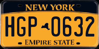 NY license plate HGP0632