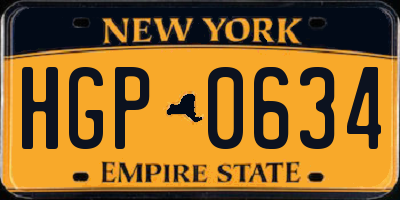 NY license plate HGP0634