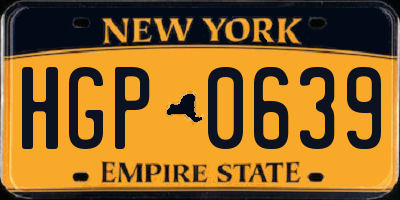 NY license plate HGP0639