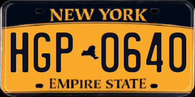 NY license plate HGP0640