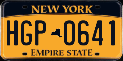 NY license plate HGP0641