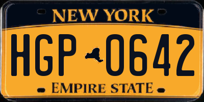 NY license plate HGP0642