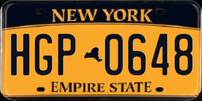 NY license plate HGP0648