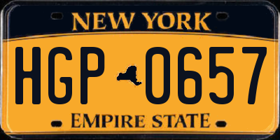 NY license plate HGP0657