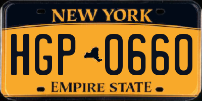 NY license plate HGP0660