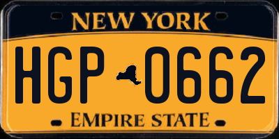 NY license plate HGP0662