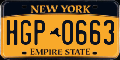 NY license plate HGP0663