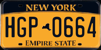 NY license plate HGP0664