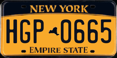 NY license plate HGP0665