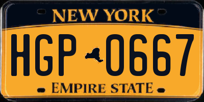 NY license plate HGP0667