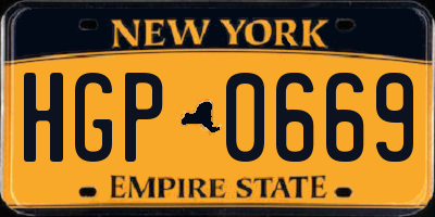 NY license plate HGP0669