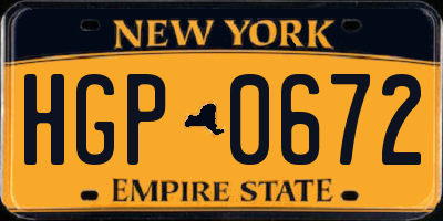 NY license plate HGP0672