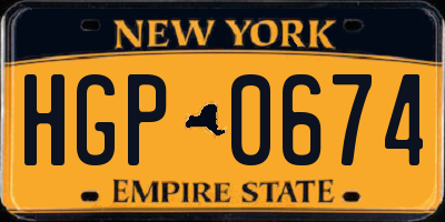 NY license plate HGP0674