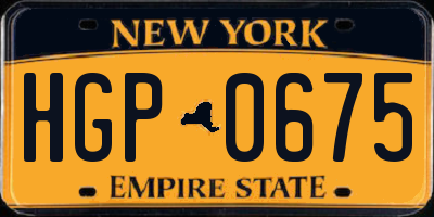 NY license plate HGP0675