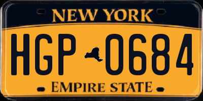 NY license plate HGP0684