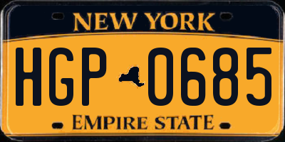 NY license plate HGP0685