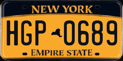 NY license plate HGP0689