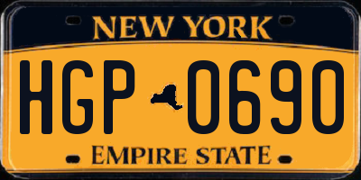 NY license plate HGP0690