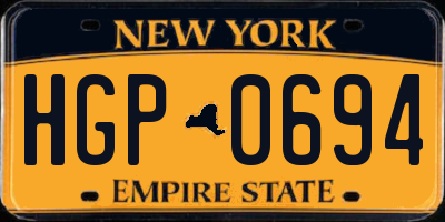 NY license plate HGP0694