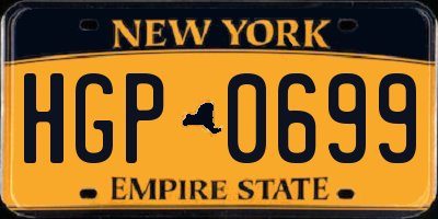 NY license plate HGP0699