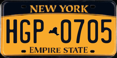 NY license plate HGP0705