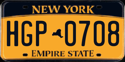 NY license plate HGP0708