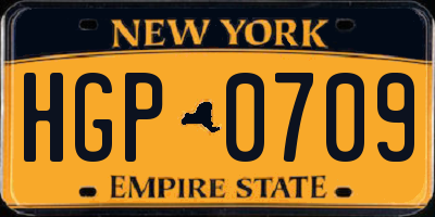 NY license plate HGP0709