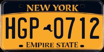 NY license plate HGP0712