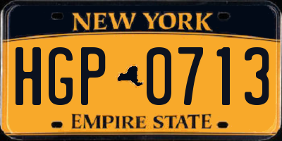 NY license plate HGP0713