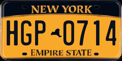 NY license plate HGP0714