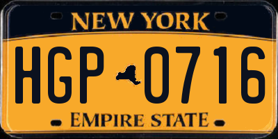 NY license plate HGP0716