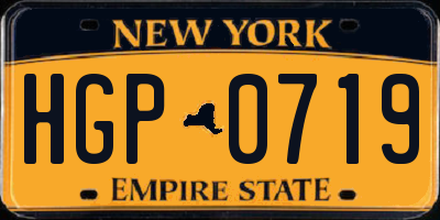 NY license plate HGP0719