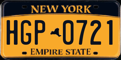 NY license plate HGP0721