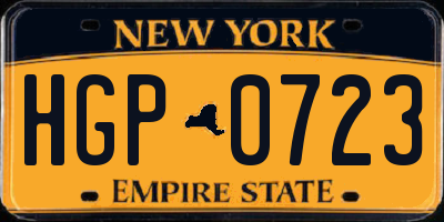 NY license plate HGP0723