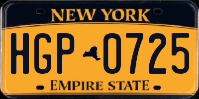 NY license plate HGP0725