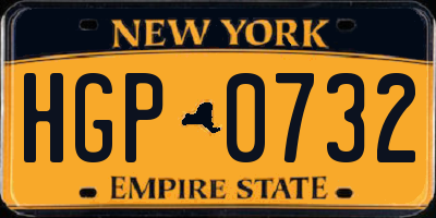 NY license plate HGP0732