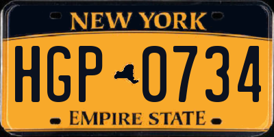 NY license plate HGP0734