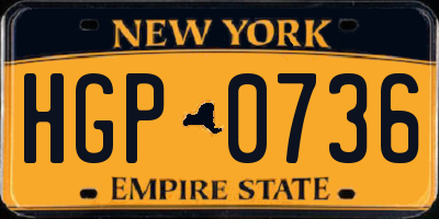 NY license plate HGP0736