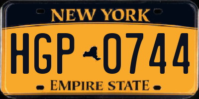 NY license plate HGP0744